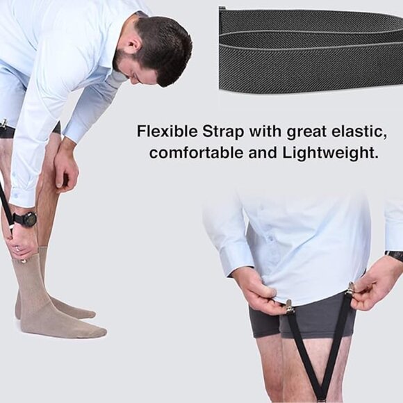 HOLD'EM Improved Shirt Stays Men Adjustable Elastic Y-style 1” Wide - Black - Picture 5 of 7